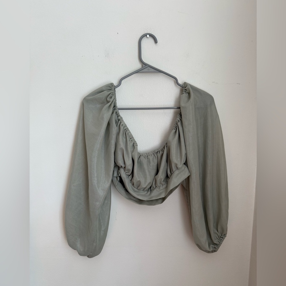 House of CB London Light Green Long Sleeve Crop Top Small - Picture 6 of 6